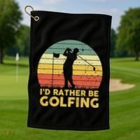 I’d Rather Be Golfing Golf Quotes Sayings Golf Towel thumb 1