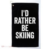 I’d Rather Be Skiing Ski Bum Gift Golf Towel thumb 0