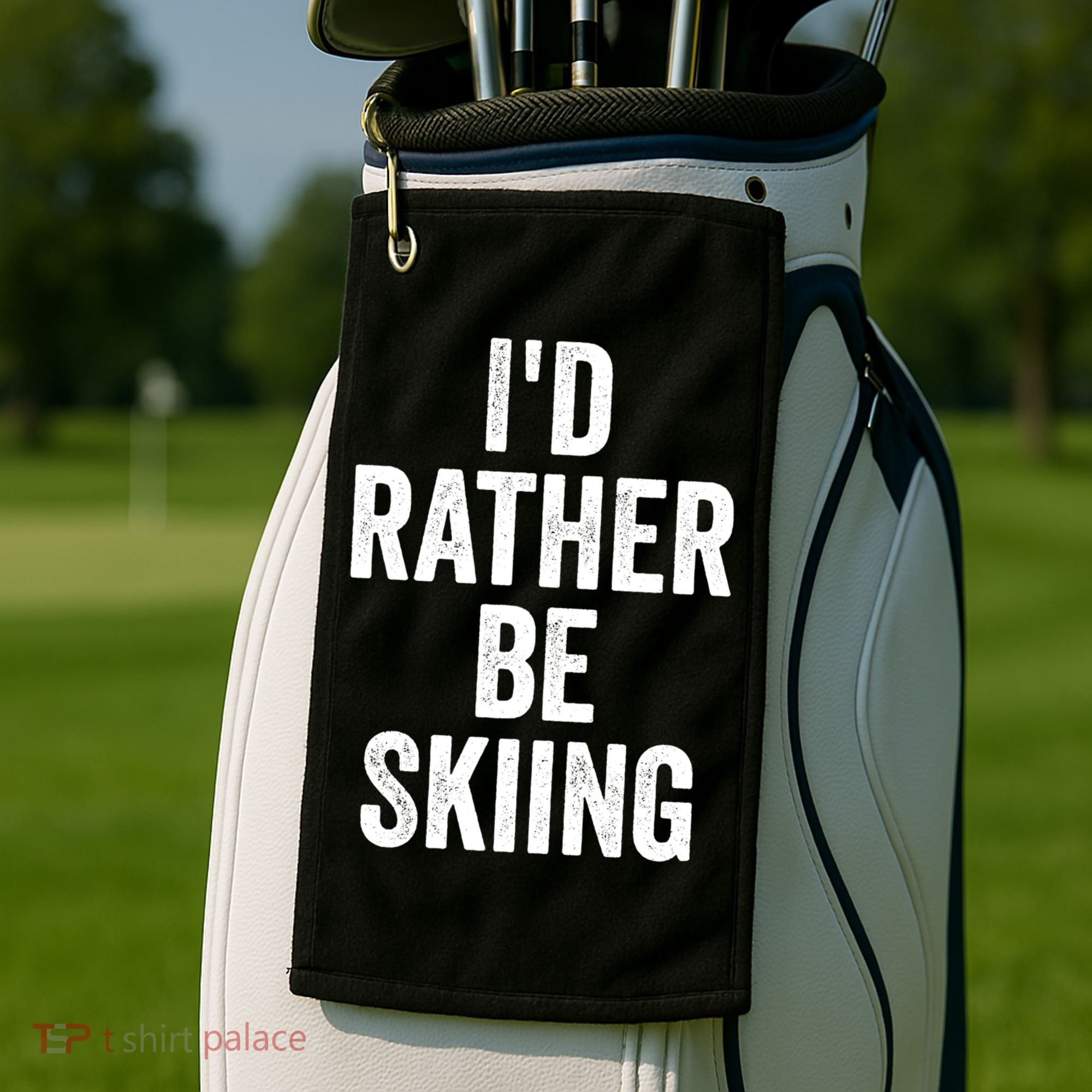 I’d Rather Be Skiing Ski Bum Gift Golf Towel