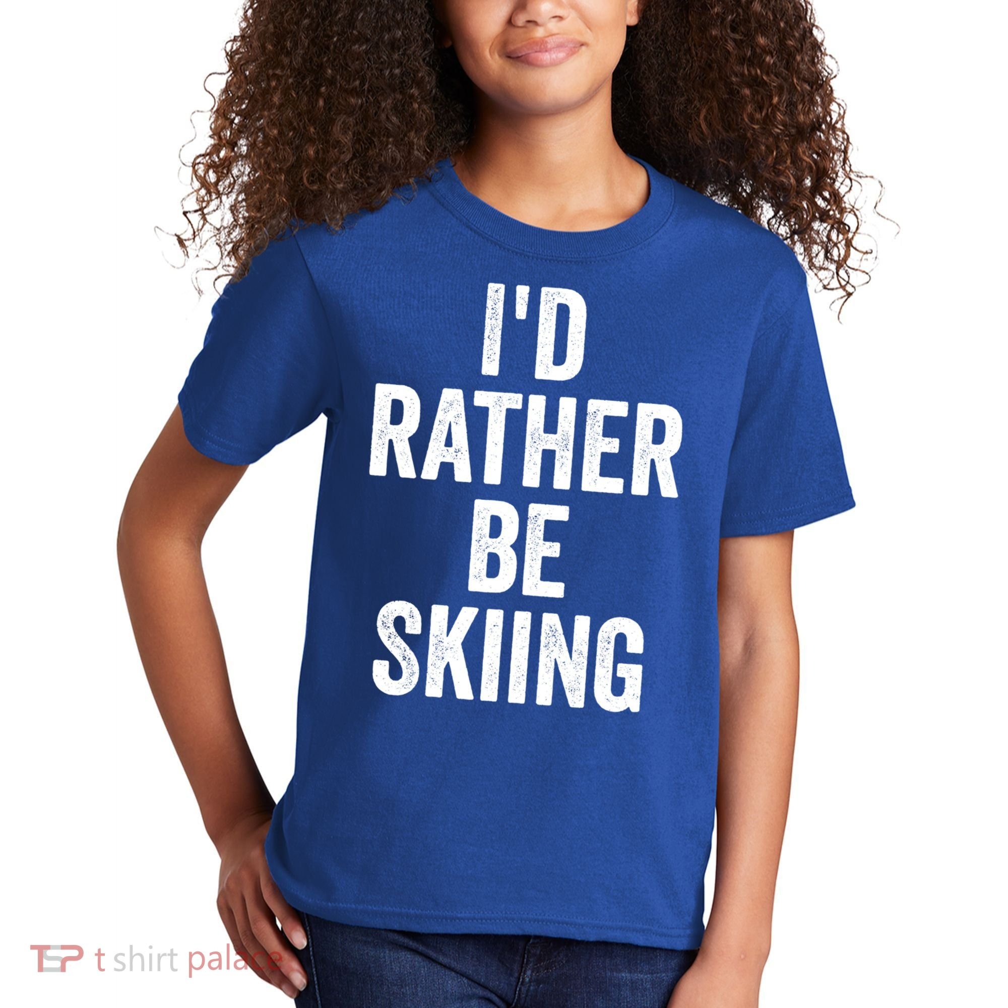 I’d Rather Be Skiing Ski Bum Gift Kids T-Shirt