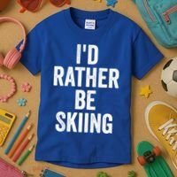 I’d Rather Be Skiing Ski Bum Gift Kids T-Shirt thumb 3