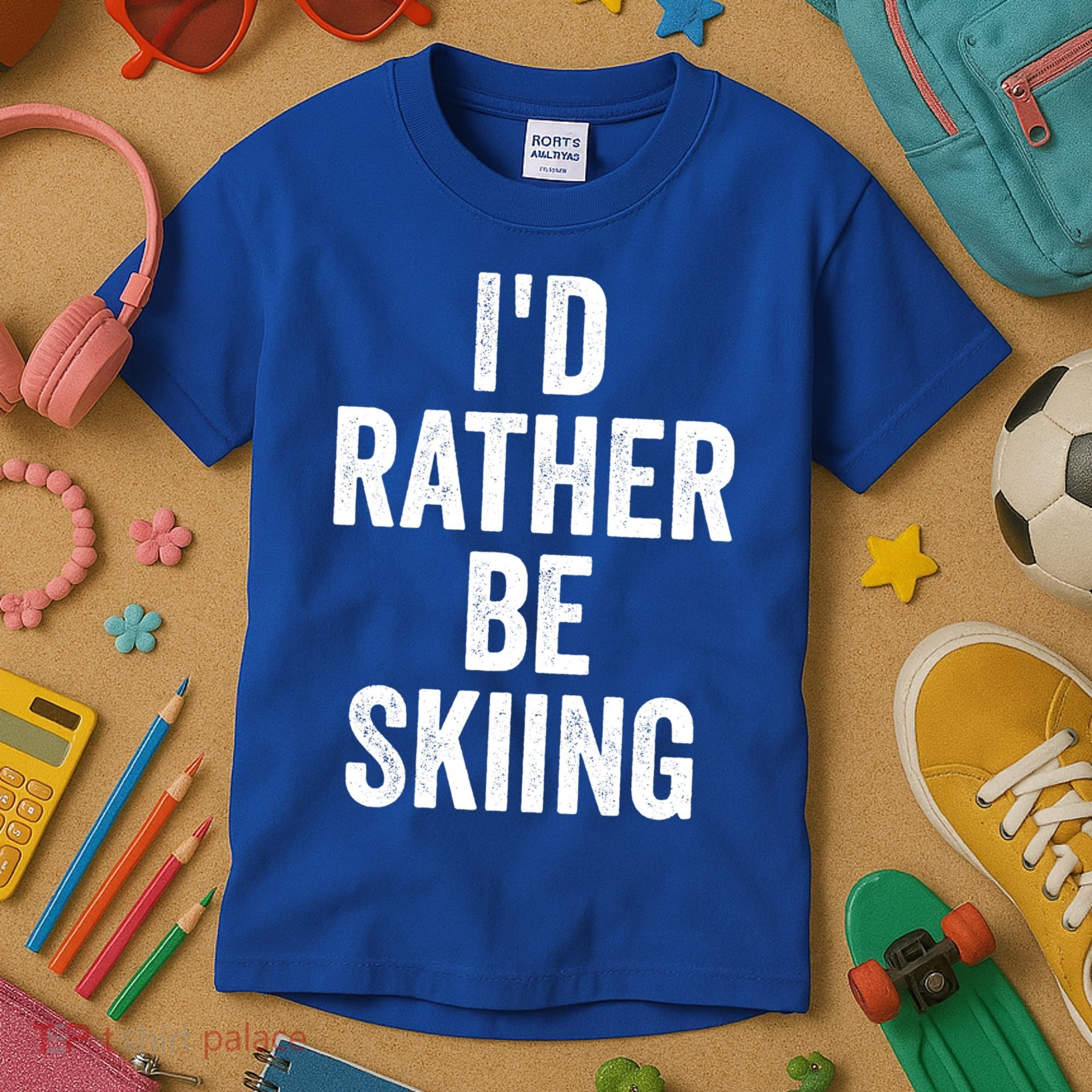 I’d Rather Be Skiing Ski Bum Gift Kids T-Shirt