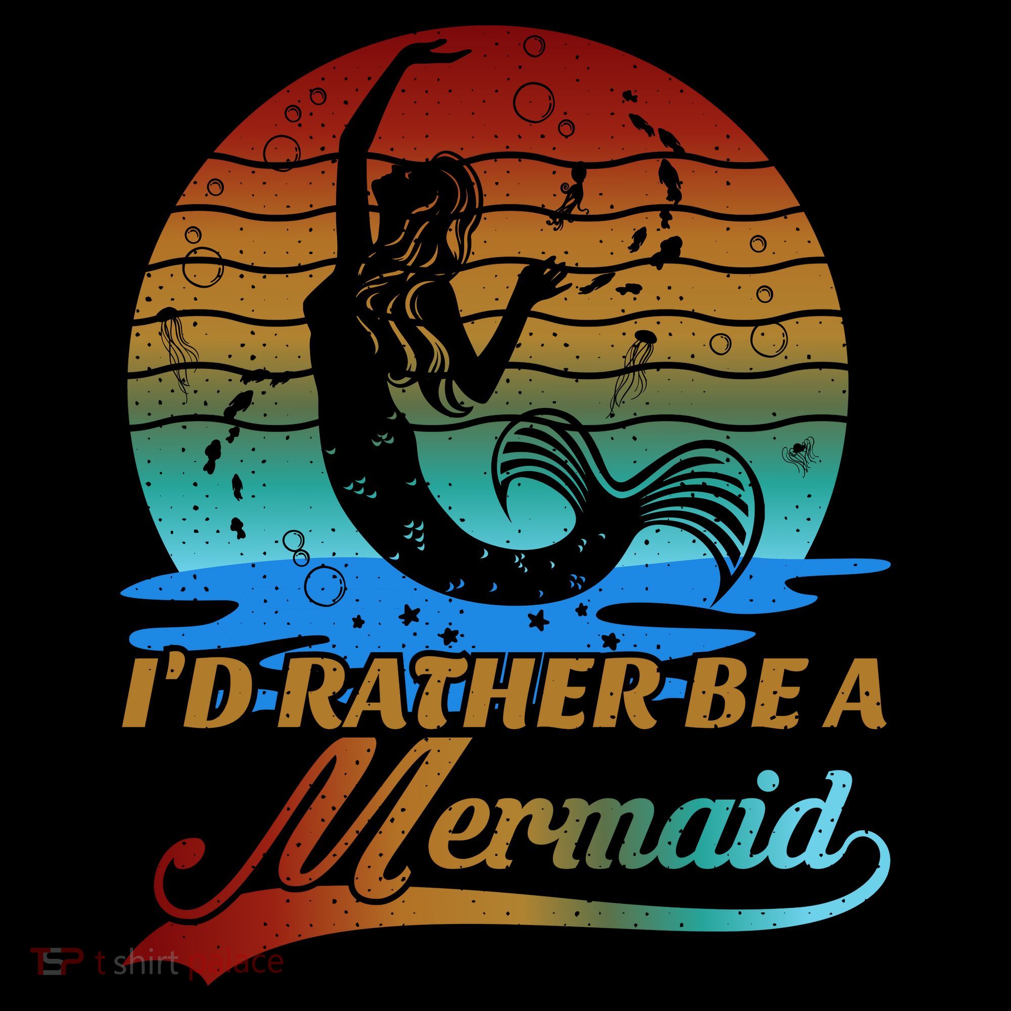 Id Rather Be A Mermaid Cute 90s Retro Sunset Silhouette Mermaid Slogan Coffee Mug
