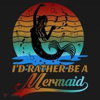Id Rather Be A Mermaid Cute 90s Retro Sunset Silhouette Mermaid Slogan Women's Hoodie thumb 2
