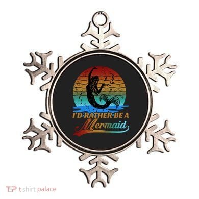 Id Rather Be A Mermaid Cute 90s Retro Sunset Silhouette Mermaid Slogan Ornament