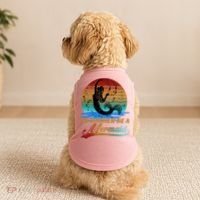 Id Rather Be A Mermaid Cute 90s Retro Sunset Silhouette Mermaid Slogan Doggie Tank thumb 2