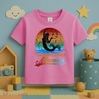 Id Rather Be A Mermaid Cute 90s Retro Sunset Silhouette Mermaid Slogan Toddler T-Shirt thumb 3