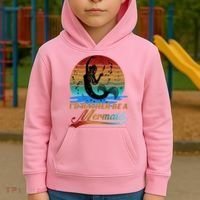 Id Rather Be A Mermaid Cute 90s Retro Sunset Silhouette Mermaid Slogan Kids Hoodie thumb 2