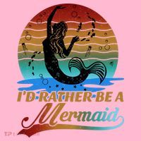 Id Rather Be A Mermaid Cute 90s Retro Sunset Silhouette Mermaid Slogan Kids Hoodie thumb 5