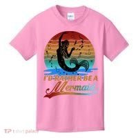 Id Rather Be A Mermaid Cute 90s Retro Sunset Silhouette Mermaid Slogan Kids T-Shirt thumb 0