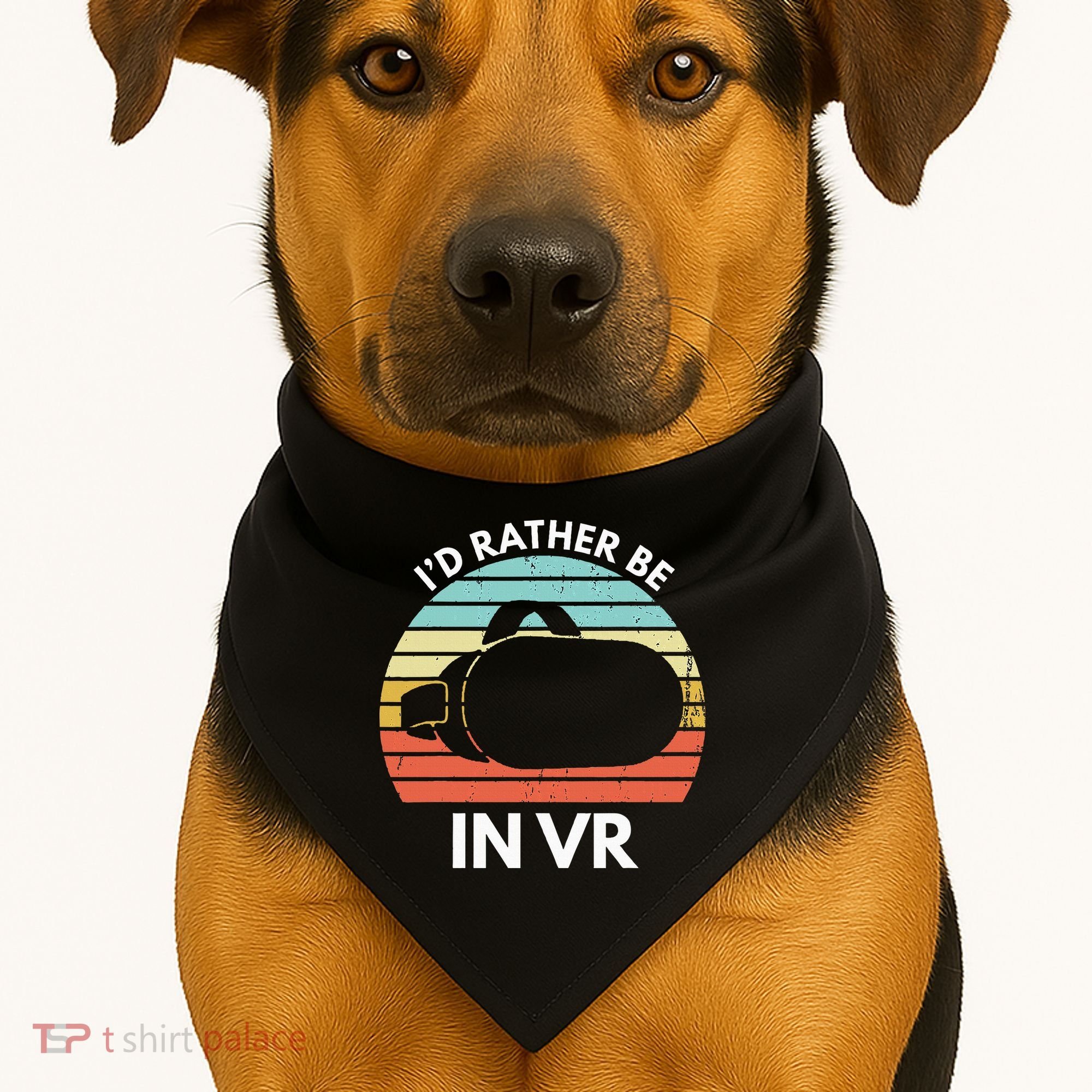 ID Rather Be In Vr Funny Virtual Reality Gamer USA-Made Doggie Bandana