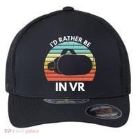 ID Rather Be In Vr Funny Virtual Reality Gamer Flexfit Unipanel Trucker Cap thumb 0