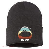 ID Rather Be In Vr Funny Virtual Reality Gamer Sustainable Knit Beanie thumb 0