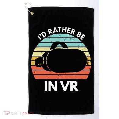 ID Rather Be In Vr Funny Virtual Reality Gamer Golf Towel