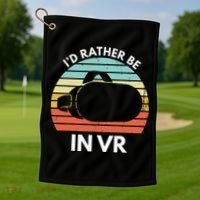 ID Rather Be In Vr Funny Virtual Reality Gamer Golf Towel thumb 1