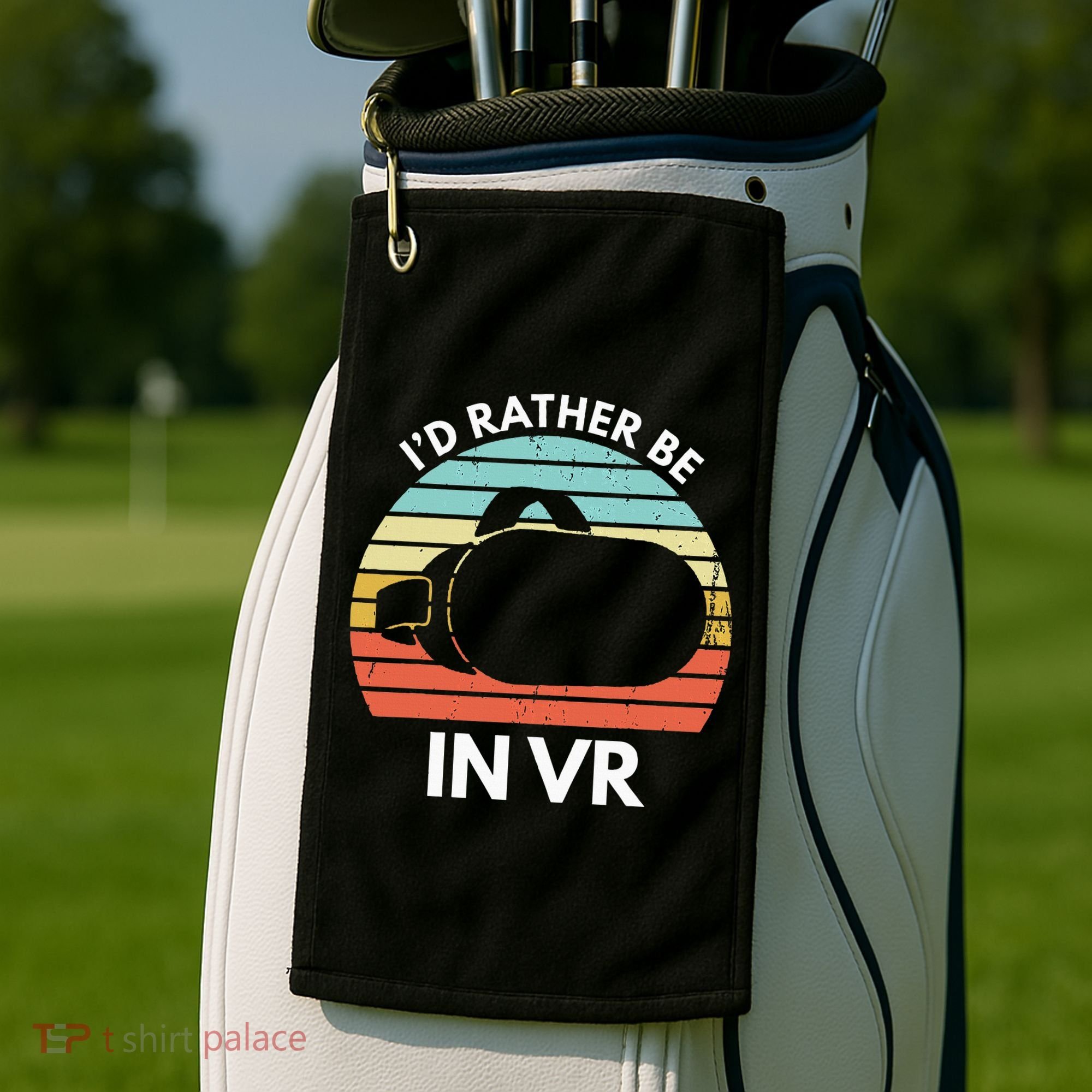 ID Rather Be In Vr Funny Virtual Reality Gamer Golf Towel