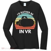 ID Rather Be In Vr Funny Virtual Reality Gamer Women's Long Sleeve Shirt thumb 0