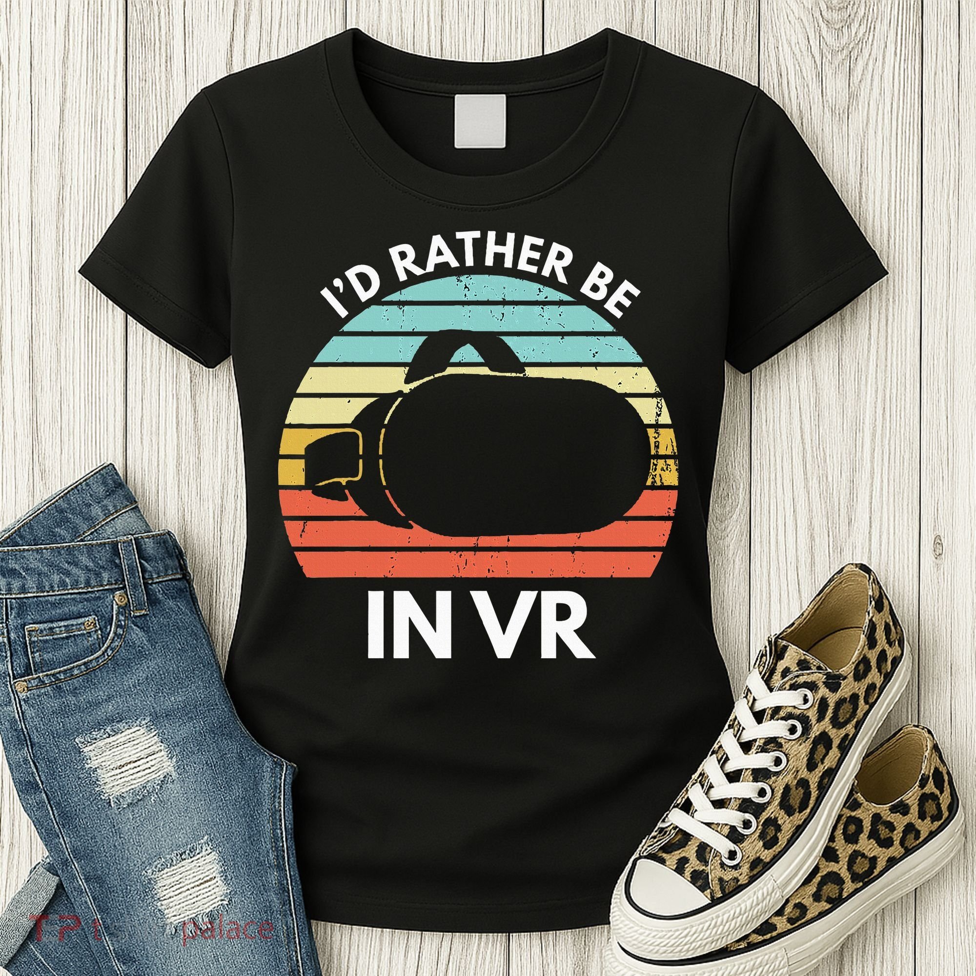 ID Rather Be In Vr Funny Virtual Reality Gamer Women's T-Shirt