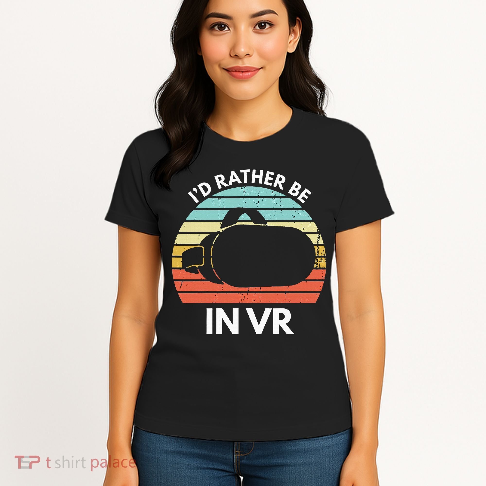 ID Rather Be In Vr Funny Virtual Reality Gamer Women's T-Shirt