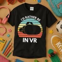 ID Rather Be In Vr Funny Virtual Reality Gamer Kids T-Shirt thumb 3