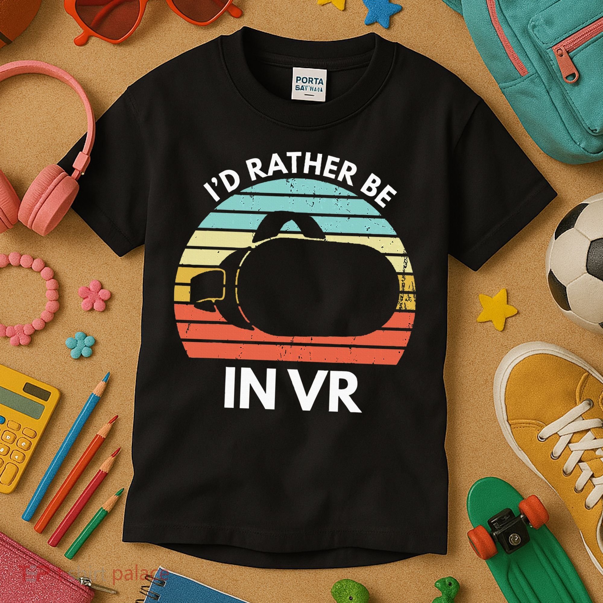 ID Rather Be In Vr Funny Virtual Reality Gamer Kids T-Shirt