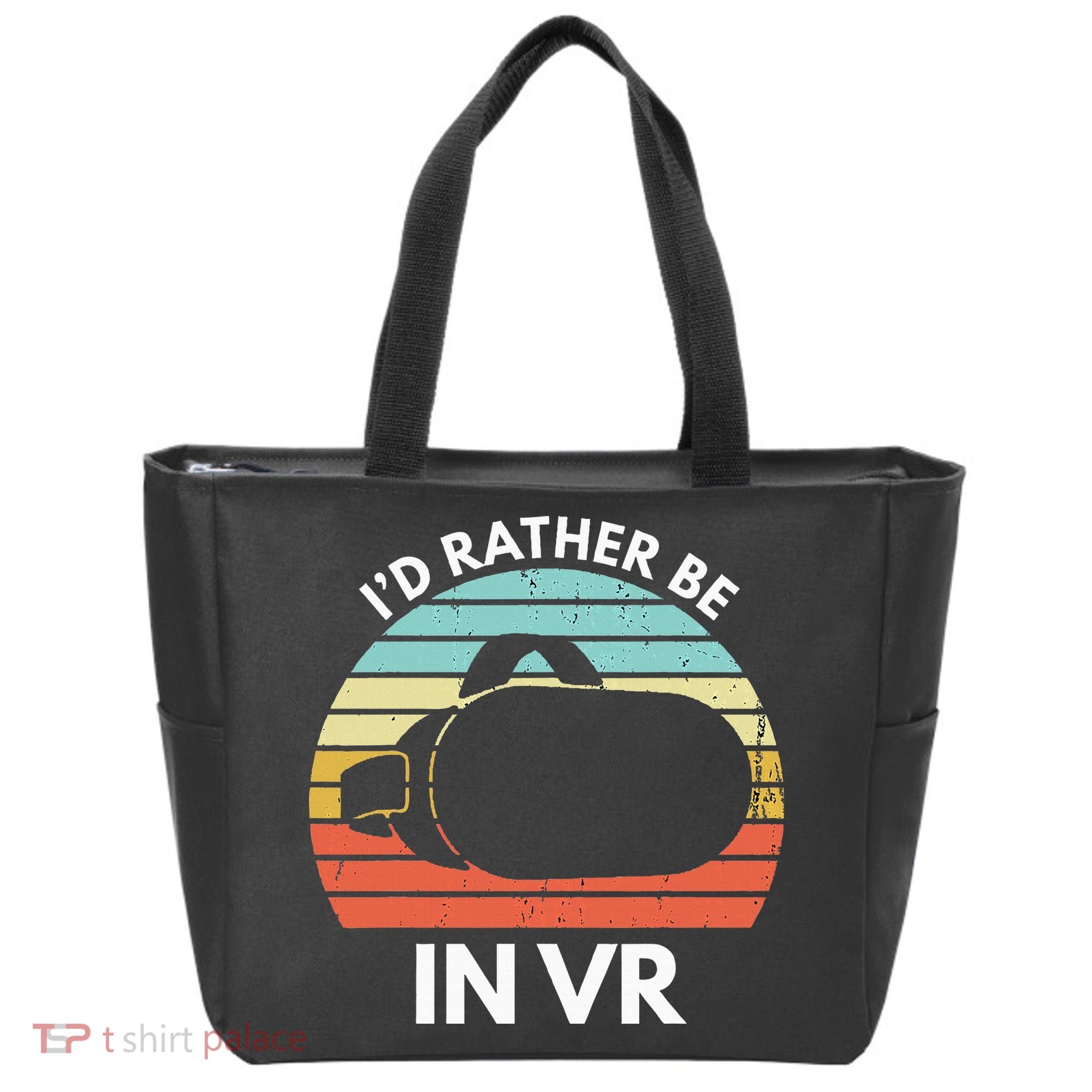 ID Rather Be In Vr Funny Virtual Reality Gamer Tote Bag