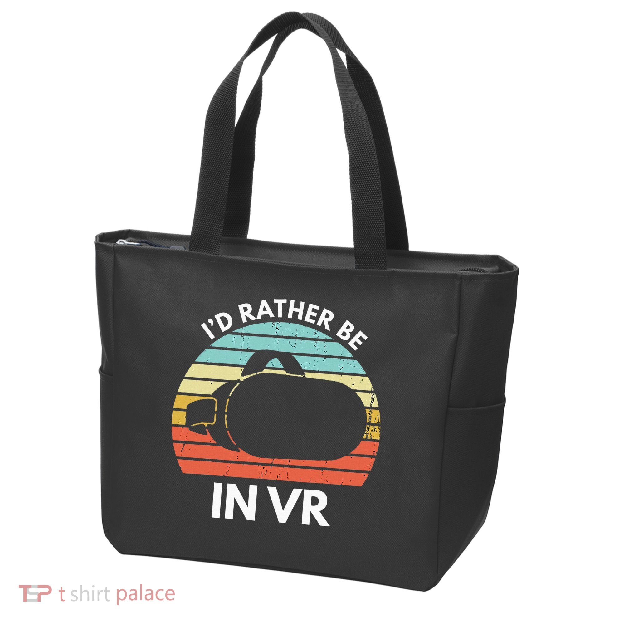 ID Rather Be In Vr Funny Virtual Reality Gamer Tote Bag