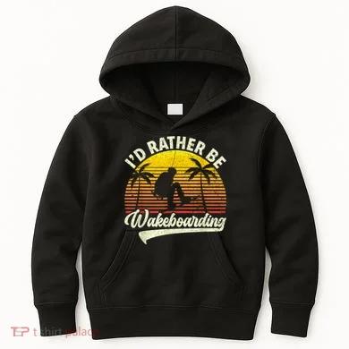 I’d Rather Be Wakeboarding Kids Hoodie