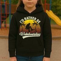 I’d Rather Be Wakeboarding Kids Hoodie thumb 3