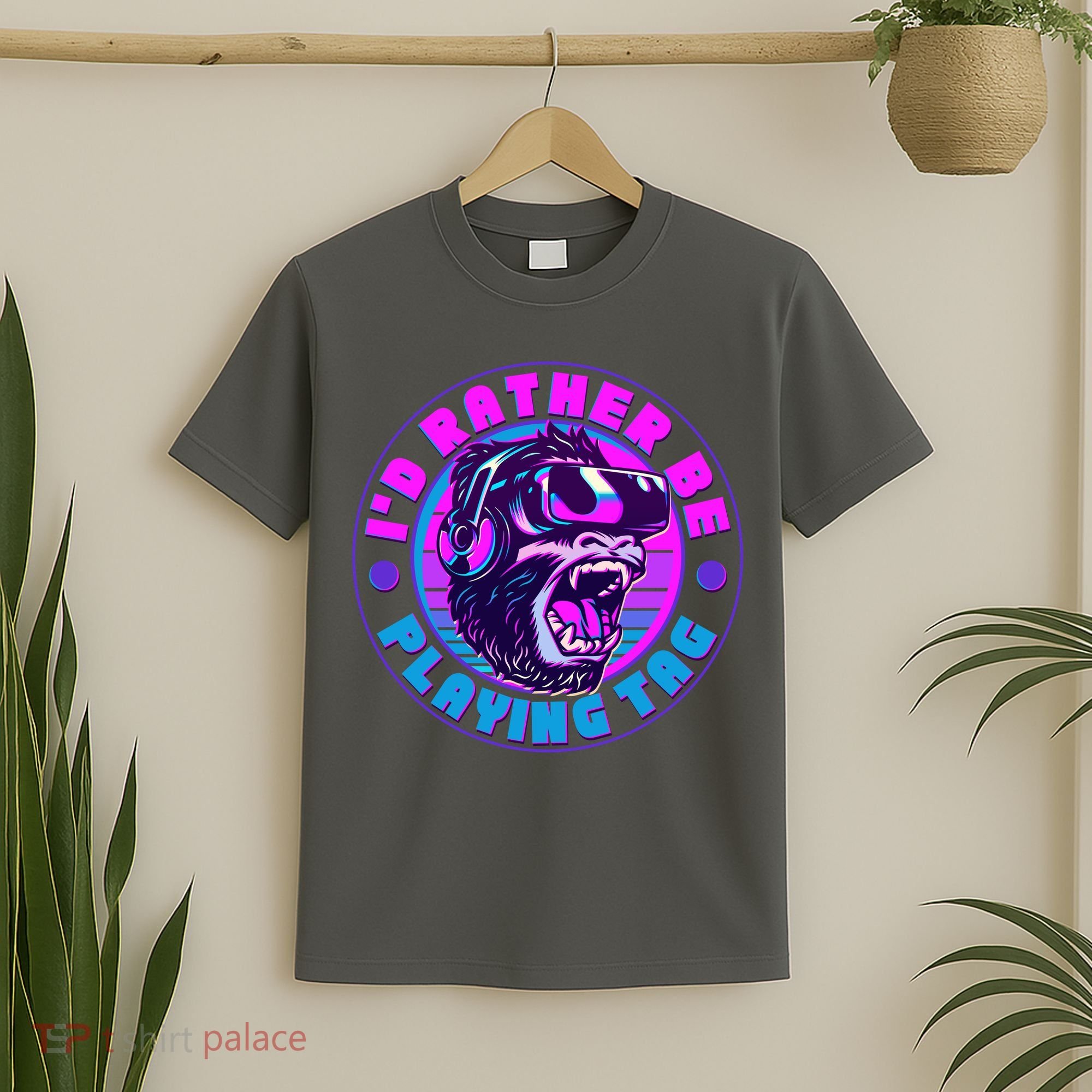ID Rather Be Playing Tag Vr Gamer Ape Gorilla T-Shirt