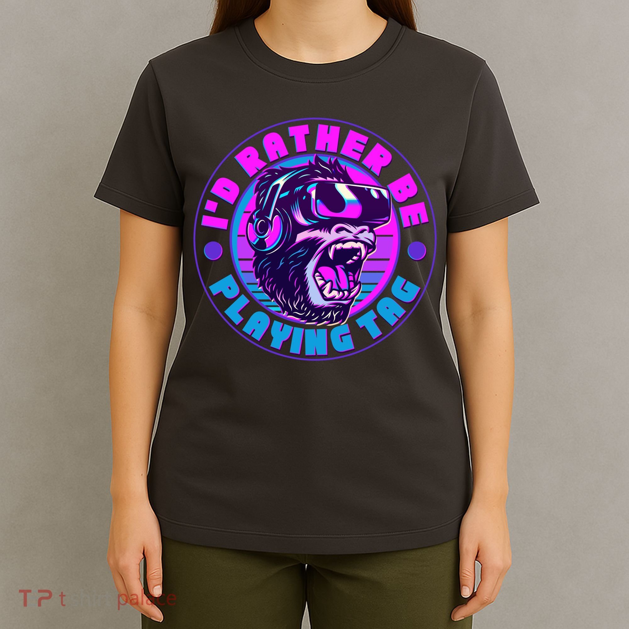 ID Rather Be Playing Tag Vr Gamer Ape Gorilla T-Shirt