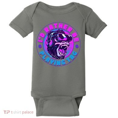 ID Rather Be Playing Tag Vr Gamer Ape Gorilla Baby Bodysuit