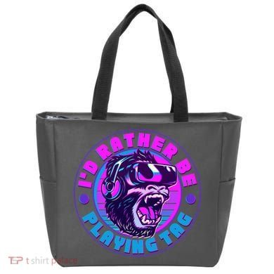 ID Rather Be Playing Tag Vr Gamer Ape Gorilla Tote Bag