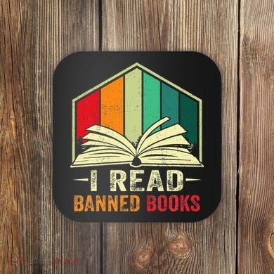 I Read Banned Books Week Librarian Freedom Reader Nerd Coaster