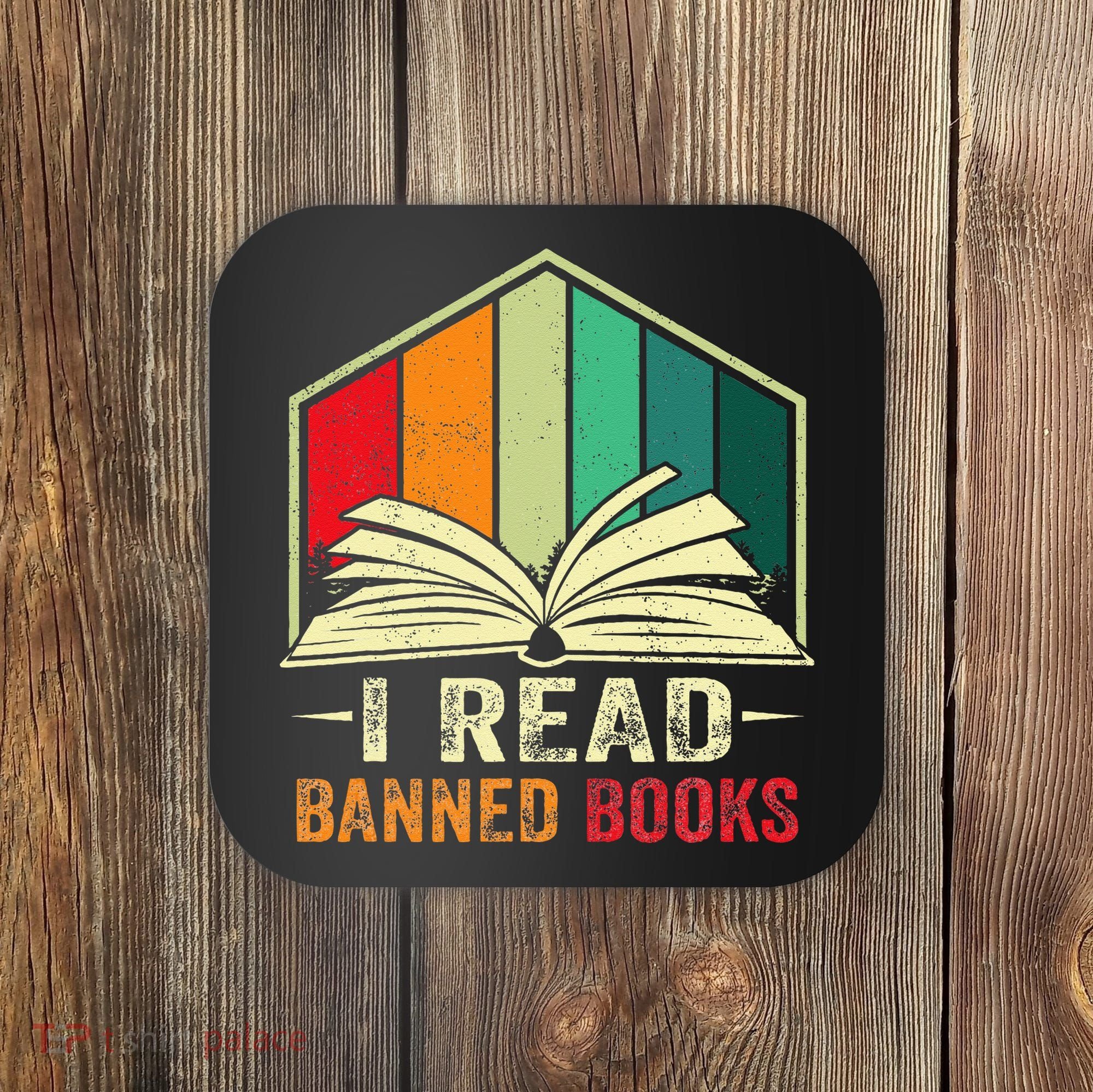 I Read Banned Books Week Librarian Freedom Reader Nerd Coaster