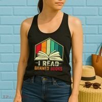 I Read Banned Books Week Librarian Freedom Reader Nerd Women's Tank Top thumb 2