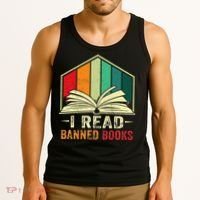 I Read Banned Books Week Librarian Freedom Reader Nerd Tank Top thumb 3