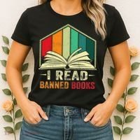 I Read Banned Books Week Librarian Freedom Reader Nerd Women's T-Shirt thumb 2