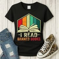I Read Banned Books Week Librarian Freedom Reader Nerd Women's T-Shirt thumb 3