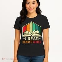 I Read Banned Books Week Librarian Freedom Reader Nerd Women's T-Shirt thumb 4