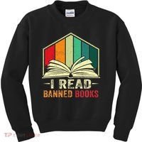 I Read Banned Books Week Librarian Freedom Reader Nerd Kids Sweatshirt thumb 0