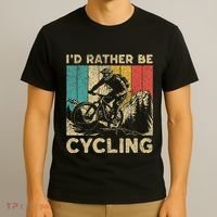 ID Rather Be Cycling Bicycle Riding Cyclist T-Shirt thumb 3