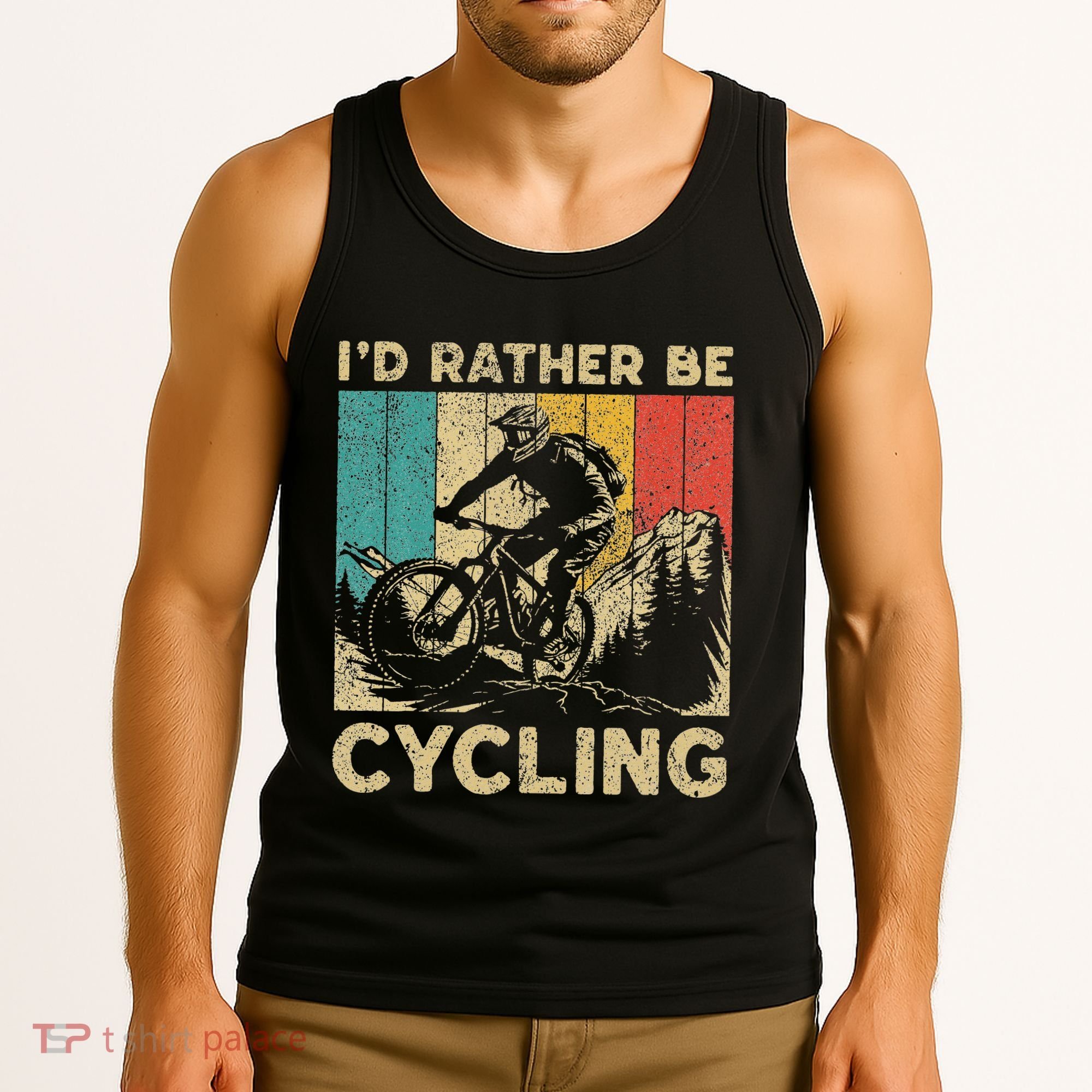 ID Rather Be Cycling Bicycle Riding Cyclist Tank Top