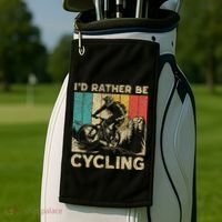 ID Rather Be Cycling Bicycle Riding Cyclist Golf Towel thumb 2