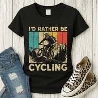 ID Rather Be Cycling Bicycle Riding Cyclist Women's T-Shirt thumb 3