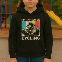 ID Rather Be Cycling Bicycle Riding Cyclist Kids Hoodie thumb 3