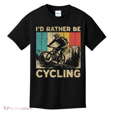 ID Rather Be Cycling Bicycle Riding Cyclist Kids T-Shirt