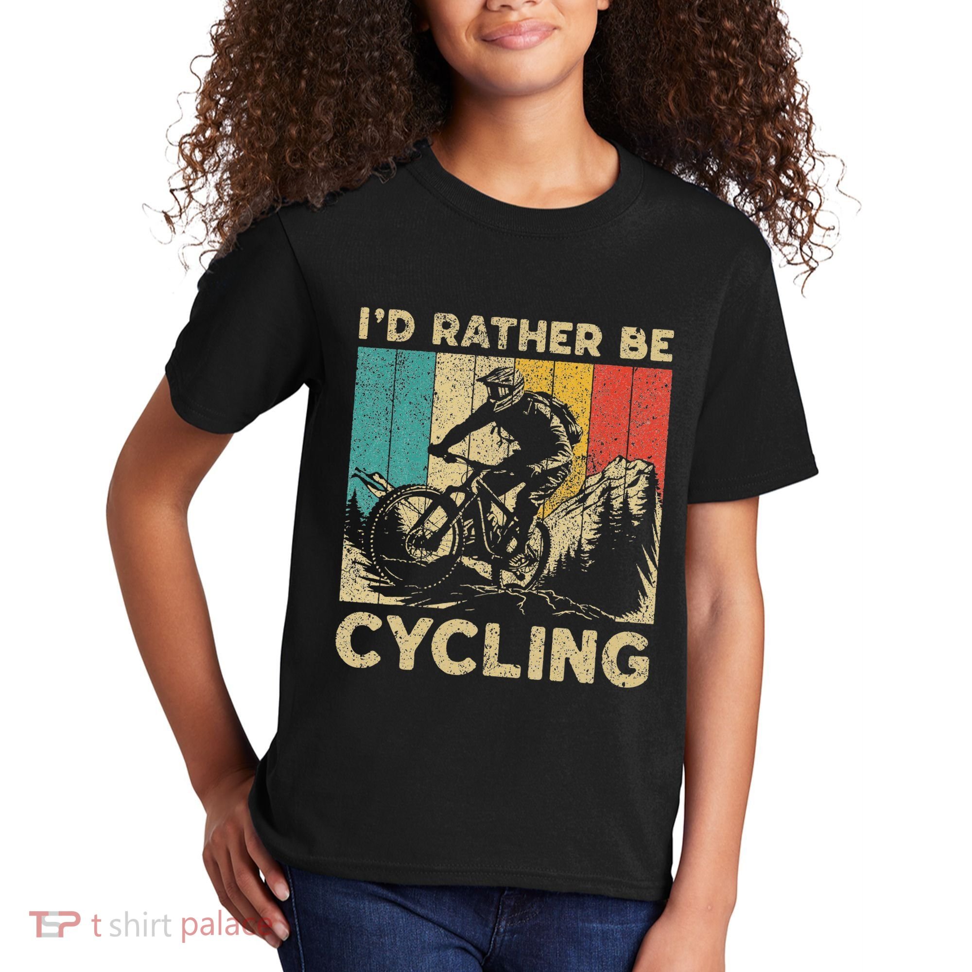 ID Rather Be Cycling Bicycle Riding Cyclist Kids T-Shirt