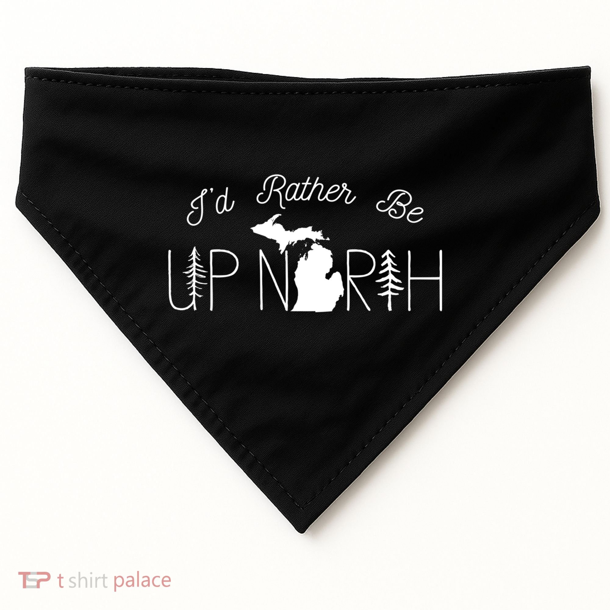ID Rather Be Up North In Michigan Gift USA-Made Doggie Bandana