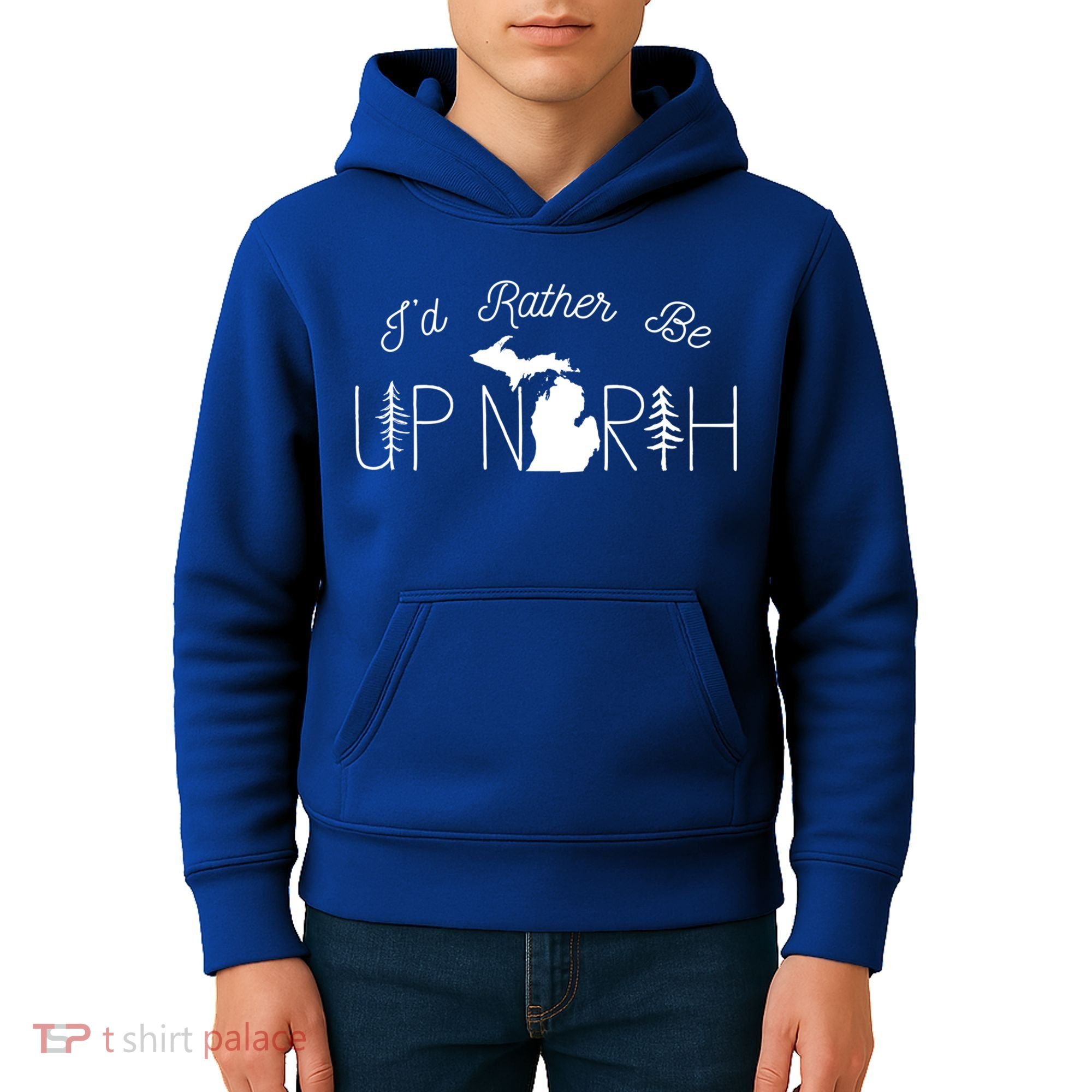 ID Rather Be Up North In Michigan Gift Kids Hoodie